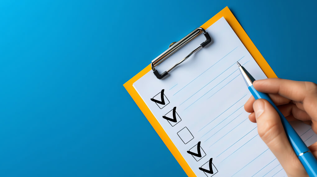 Person using a clipboard